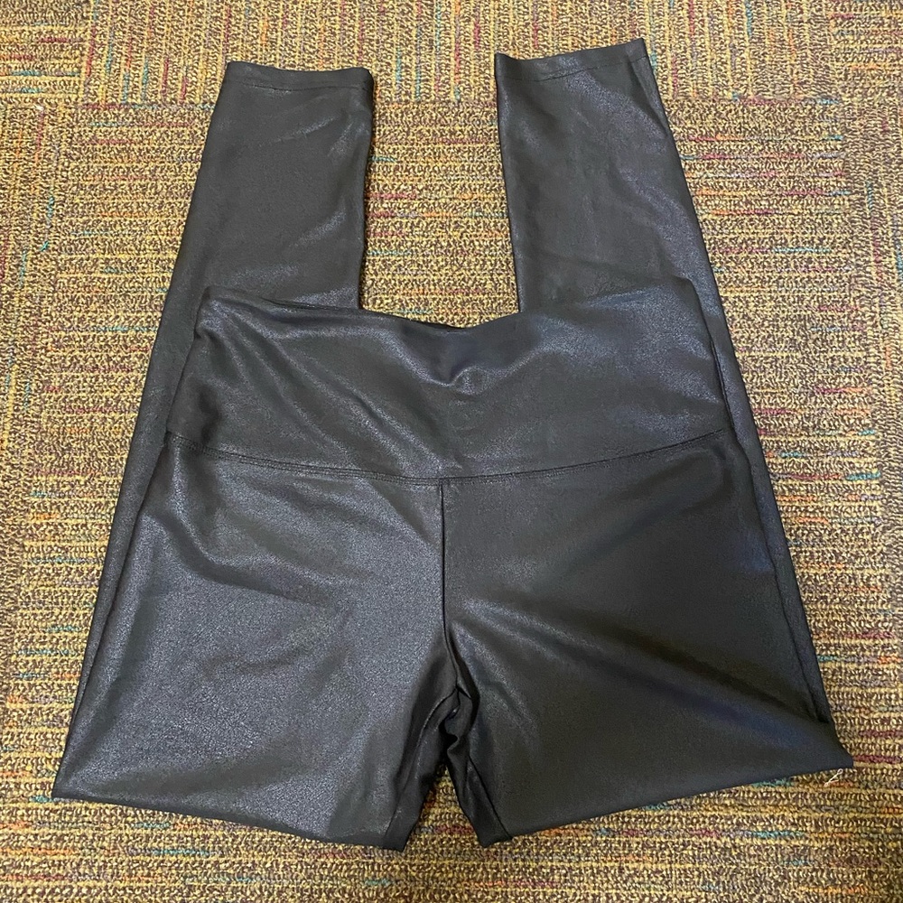 SUAVE Black Faux Leather Leggings, with Tummy Control